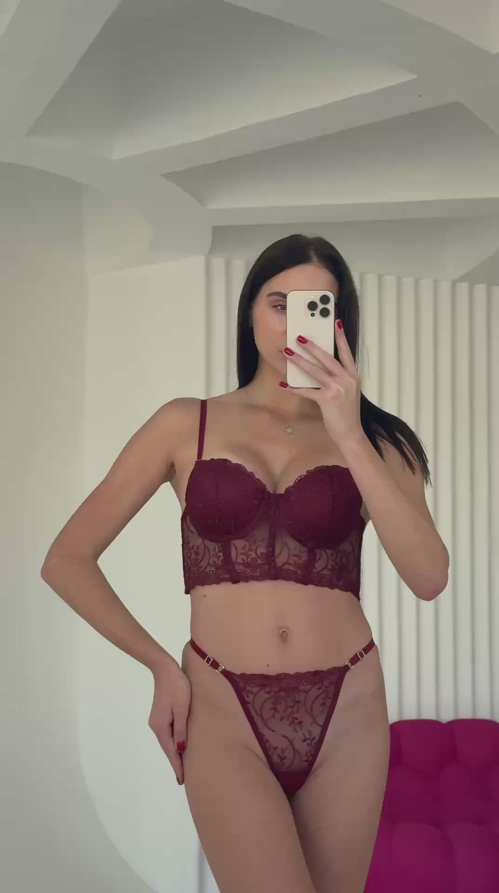 Valeria Serisi: Bordo Dantel Büstiyer Takım 🍷✨ A-112